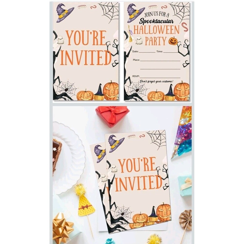 Spooky Halloween Invitations Witchy Halloween Costume Party Invites with...